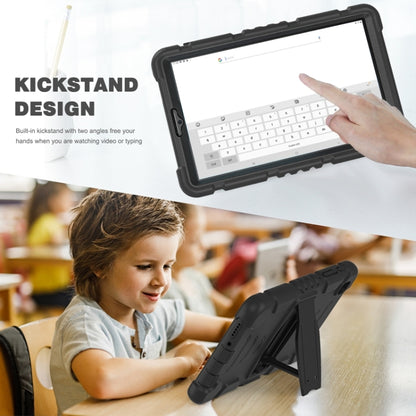 For Samsung Galaxy Tab A7 Lite 8.7 inch 2021 3-Layer Protection Screen Frame + PC + Silicone Shockproof Combination Case with Holder(Black+Black) - Tab A7 Lite T220 / T225 by buy2fix | Online Shopping UK | buy2fix