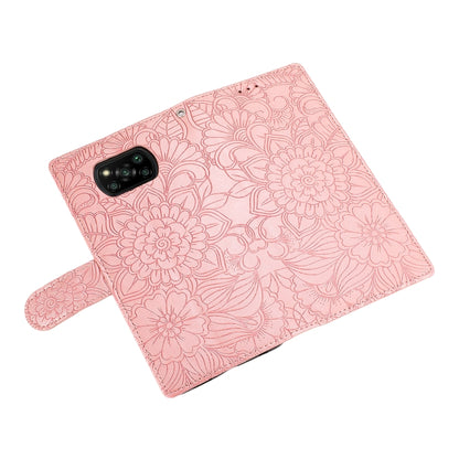 For Xiaomi POCO X3 NFC / X3 Pro / X3 Skin Feel Embossed Sunflower Horizontal Flip Leather Case with Holder & Card Slots & Wallet & Lanyard(Rose Gold) - Xiaomi Cases by buy2fix | Online Shopping UK | buy2fix