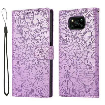 For Xiaomi POCO X3 NFC / X3 Pro / X3 Skin Feel Embossed Sunflower Horizontal Flip Leather Case with Holder & Card Slots & Wallet & Lanyard(Purple) - Xiaomi Cases by buy2fix | Online Shopping UK | buy2fix