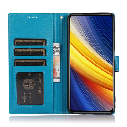 For Xiaomi POCO X3 NFC / X3 Pro / X3 Skin Feel Embossed Sunflower Horizontal Flip Leather Case with Holder & Card Slots & Wallet & Lanyard(Blue) - Xiaomi Cases by buy2fix | Online Shopping UK | buy2fix