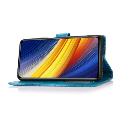 For Xiaomi POCO X3 NFC / X3 Pro / X3 Skin Feel Embossed Sunflower Horizontal Flip Leather Case with Holder & Card Slots & Wallet & Lanyard(Blue) - Xiaomi Cases by buy2fix | Online Shopping UK | buy2fix