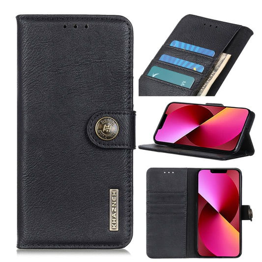 For iPhone 13 KHAZNEH Cowhide Texture Horizontal Flip Leather Case with Holder & Card Slots & Wallet(Black) - iPhone 13 Cases by buy2fix | Online Shopping UK | buy2fix