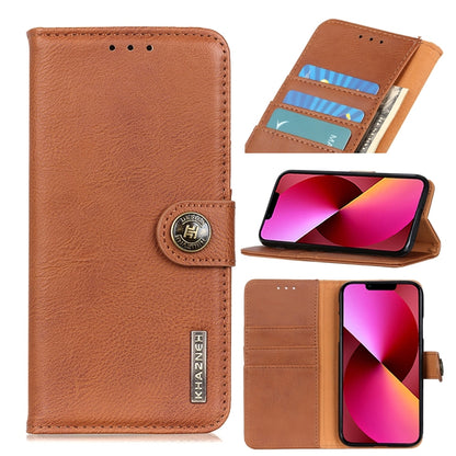 For iPhone 13 KHAZNEH Cowhide Texture Horizontal Flip Leather Case with Holder & Card Slots & Wallet(Brown) - iPhone 13 Cases by buy2fix | Online Shopping UK | buy2fix