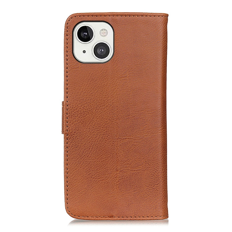 For iPhone 13 KHAZNEH Cowhide Texture Horizontal Flip Leather Case with Holder & Card Slots & Wallet(Brown) - iPhone 13 Cases by buy2fix | Online Shopping UK | buy2fix