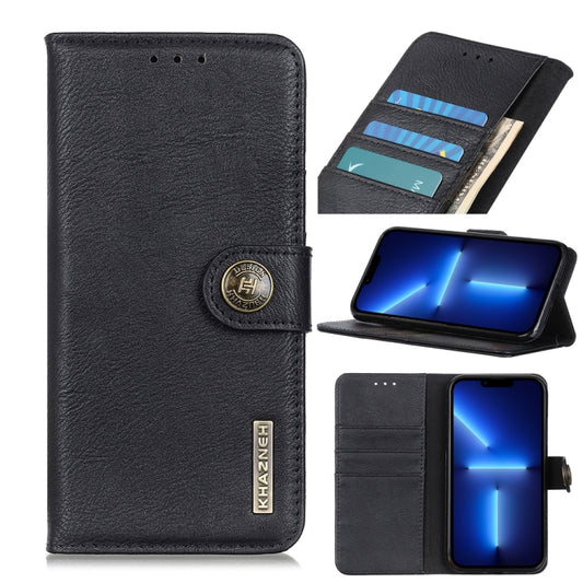 For iPhone 13 Pro KHAZNEH Cowhide Texture Horizontal Flip Leather Case with Holder & Card Slots & Wallet (Black) - iPhone 13 Pro Cases by buy2fix | Online Shopping UK | buy2fix