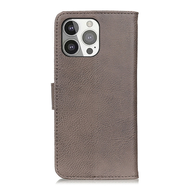 For iPhone 13 Pro KHAZNEH Cowhide Texture Horizontal Flip Leather Case with Holder & Card Slots & Wallet (Khaki) - iPhone 13 Pro Cases by buy2fix | Online Shopping UK | buy2fix