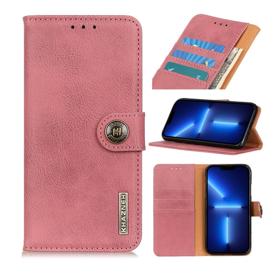 For iPhone 13 Pro KHAZNEH Cowhide Texture Horizontal Flip Leather Case with Holder & Card Slots & Wallet (Pink) - iPhone 13 Pro Cases by buy2fix | Online Shopping UK | buy2fix
