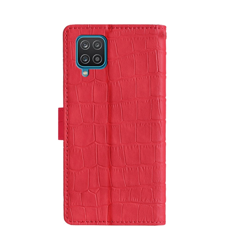For Samsung Galaxy A12 Skin Feel Crocodile Texture Magnetic Clasp Horizontal Flip PU Leather Case with Holder & Card Slots & Wallet(Red) by buy2fix