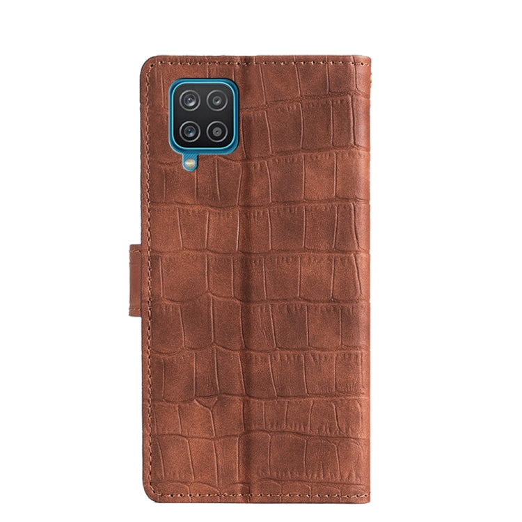 For Samsung Galaxy A12 Skin Feel Crocodile Texture Magnetic Clasp Horizontal Flip PU Leather Case with Holder & Card Slots & Wallet(Brown) by buy2fix