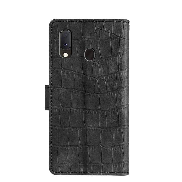 For Samsung Galaxy A20e Skin Feel Crocodile Texture Magnetic Clasp Horizontal Flip PU Leather Case with Holder & Card Slots & Wallet(Black) by buy2fix