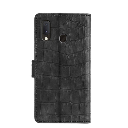 For Samsung Galaxy A20e Skin Feel Crocodile Texture Magnetic Clasp Horizontal Flip PU Leather Case with Holder & Card Slots & Wallet(Black) by buy2fix