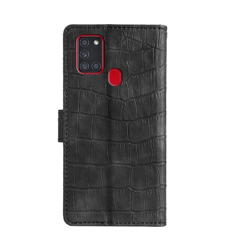 For Samsung Galaxy A21s Skin Feel Crocodile Texture Magnetic Clasp Horizontal Flip PU Leather Case with Holder & Card Slots & Wallet(Black) by buy2fix