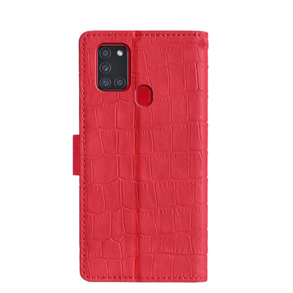 For Samsung Galaxy A21s Skin Feel Crocodile Texture Magnetic Clasp Horizontal Flip PU Leather Case with Holder & Card Slots & Wallet(Red) by buy2fix