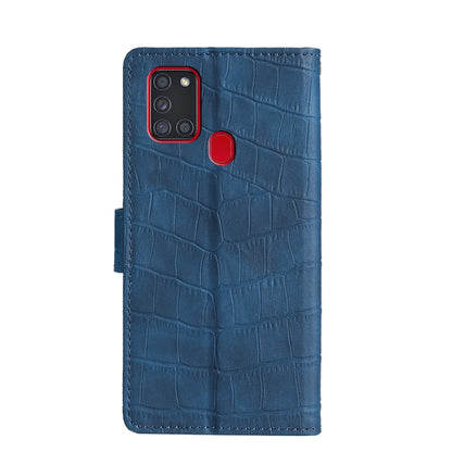 For Samsung Galaxy A21s Skin Feel Crocodile Texture Magnetic Clasp Horizontal Flip PU Leather Case with Holder & Card Slots & Wallet(Blue) by buy2fix