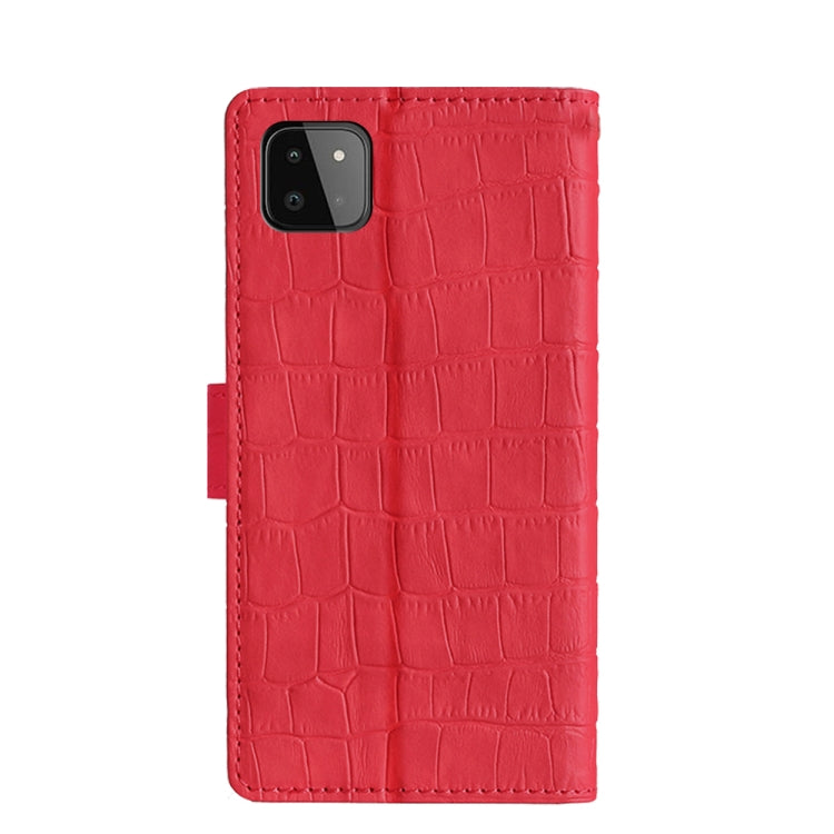 For Samsung Galaxy A22 5G Skin Feel Crocodile Texture Magnetic Clasp Horizontal Flip PU Leather Case with Holder & Card Slots & Wallet(Red) by buy2fix