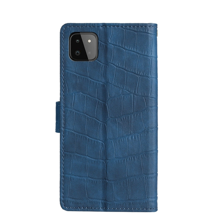 For Samsung Galaxy A22 5G Skin Feel Crocodile Texture Magnetic Clasp Horizontal Flip PU Leather Case with Holder & Card Slots & Wallet(Blue) by buy2fix