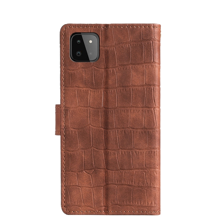 For Samsung Galaxy A22 5G Skin Feel Crocodile Texture Magnetic Clasp Horizontal Flip PU Leather Case with Holder & Card Slots & Wallet(Brown) by buy2fix