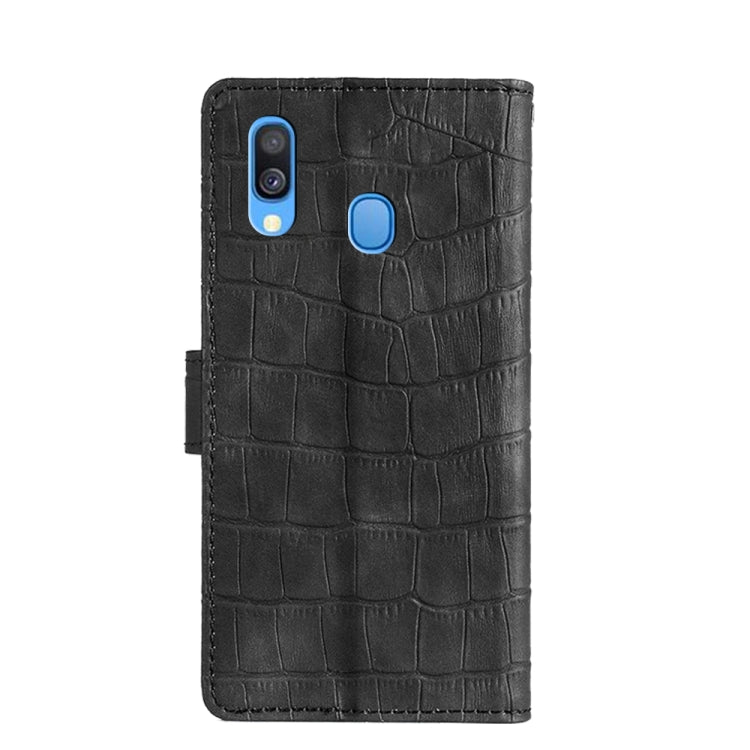 For Samsung Galaxy A40 Skin Feel Crocodile Texture Magnetic Clasp Horizontal Flip PU Leather Case with Holder & Card Slots & Wallet(Black) by buy2fix