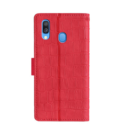 For Samsung Galaxy A40 Skin Feel Crocodile Texture Magnetic Clasp Horizontal Flip PU Leather Case with Holder & Card Slots & Wallet(Red) by buy2fix