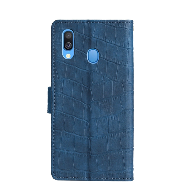 For Samsung Galaxy A40 Skin Feel Crocodile Texture Magnetic Clasp Horizontal Flip PU Leather Case with Holder & Card Slots & Wallet(Blue) by buy2fix