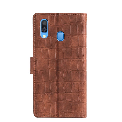 For Samsung Galaxy A40 Skin Feel Crocodile Texture Magnetic Clasp Horizontal Flip PU Leather Case with Holder & Card Slots & Wallet(Brown) by buy2fix