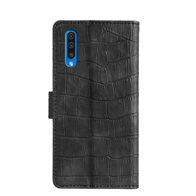 For Samsung Galaxy A50 Skin Feel Crocodile Texture Magnetic Clasp Horizontal Flip PU Leather Case with Holder & Card Slots & Wallet(Black) by buy2fix