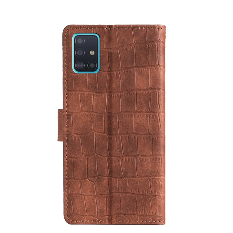 For Samsung Galaxy A51 4G Skin Feel Crocodile Texture Magnetic Clasp Horizontal Flip PU Leather Case with Holder & Card Slots & Wallet(Brown) by buy2fix