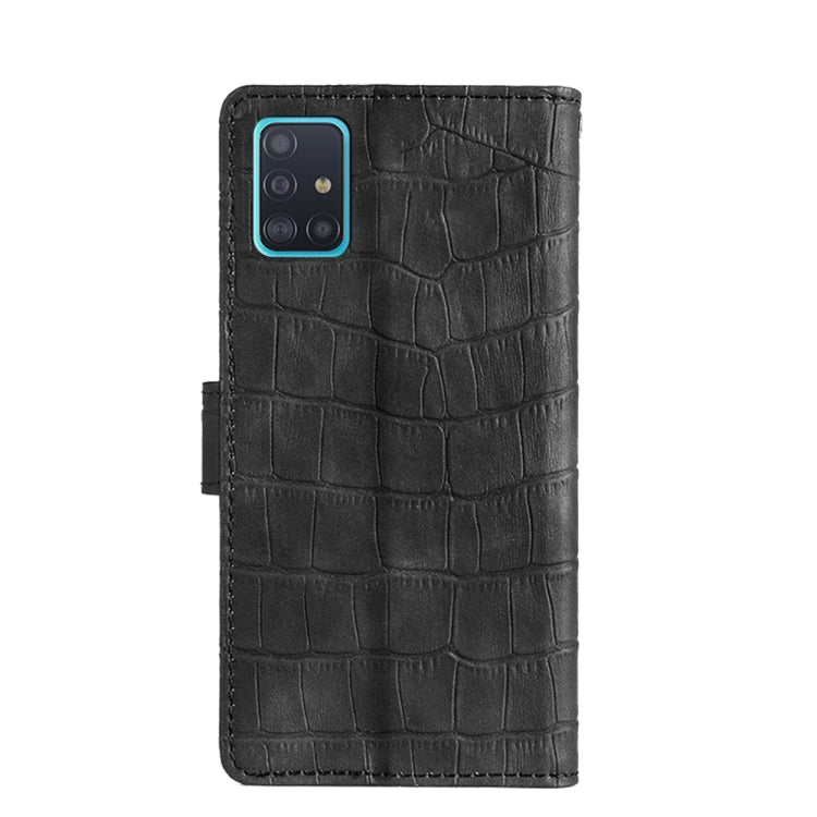 For Samsung Galaxy A51 5G Skin Feel Crocodile Texture Magnetic Clasp Horizontal Flip PU Leather Case with Holder & Card Slots & Wallet(Black) by buy2fix