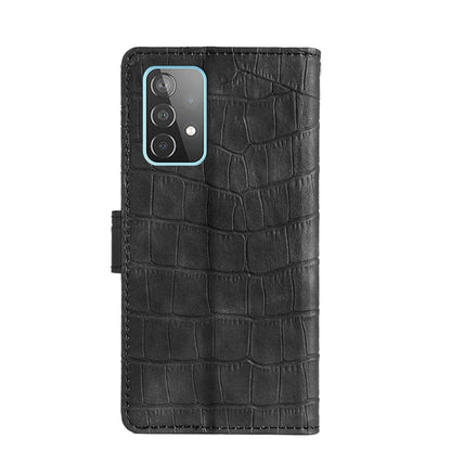 For Samsung Galaxy A52 5G Skin Feel Crocodile Texture Magnetic Clasp Horizontal Flip PU Leather Case with Holder & Card Slots & Wallet(Black) by buy2fix