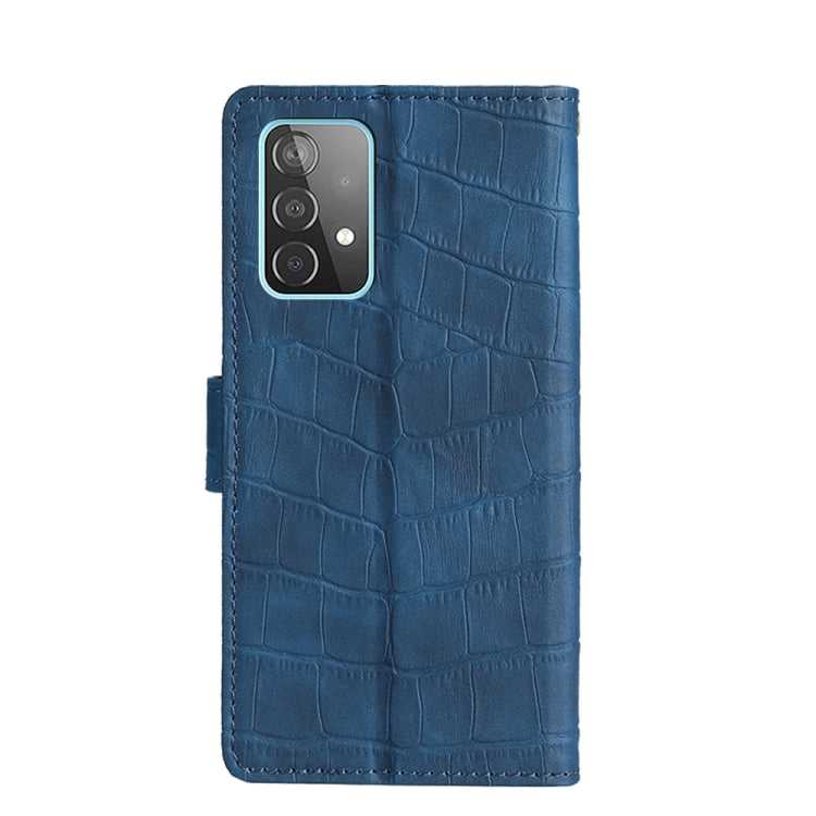 For Samsung Galaxy A52 5G Skin Feel Crocodile Texture Magnetic Clasp Horizontal Flip PU Leather Case with Holder & Card Slots & Wallet(Blue) by buy2fix