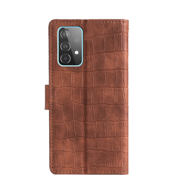 For Samsung Galaxy A52 5G Skin Feel Crocodile Texture Magnetic Clasp Horizontal Flip PU Leather Case with Holder & Card Slots & Wallet(Brown) by buy2fix