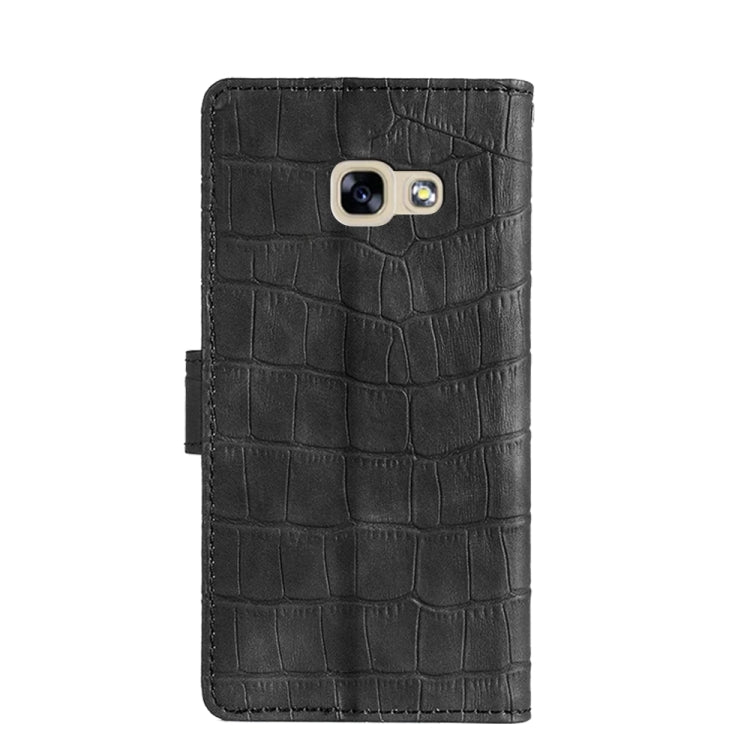 For Samsung Galaxy A7 (2017) A720 Skin Feel Crocodile Texture Magnetic Clasp Horizontal Flip PU Leather Case with Holder & Card Slots & Wallet(Black) by buy2fix