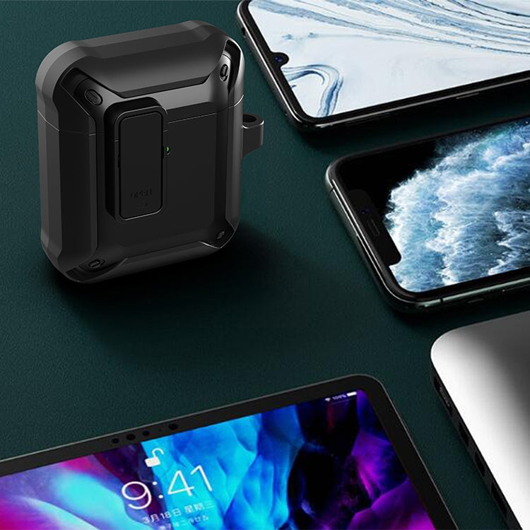 Wireless Earphones Shockproof Bumblebee Silicone Protective Case with Switch For AirPods 1/2(Blue) - For AirPods 1/2 by buy2fix | Online Shopping UK | buy2fix