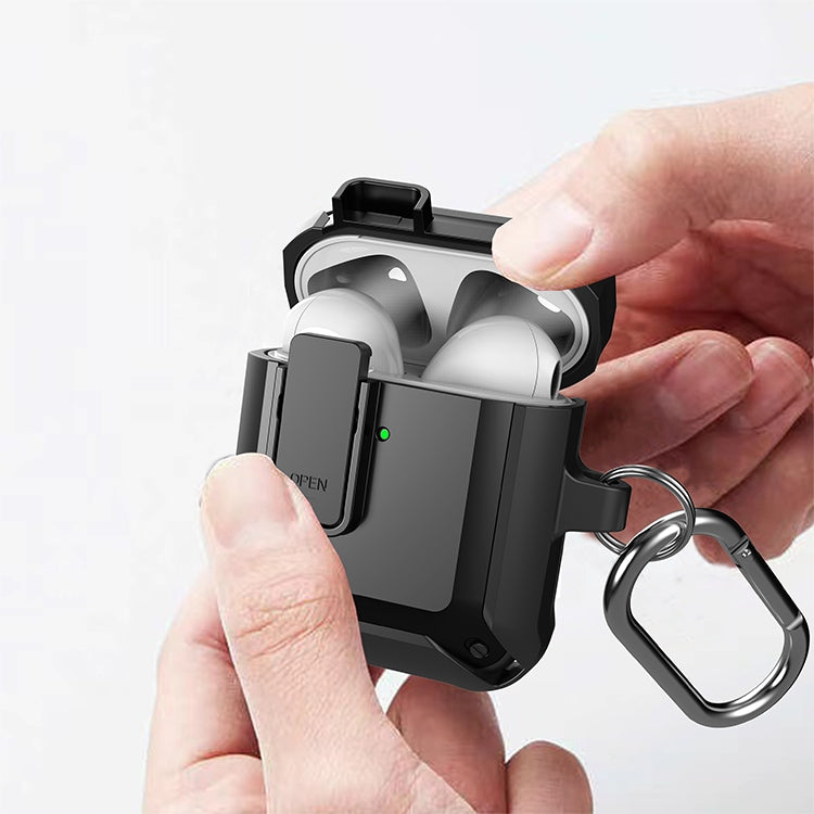 Wireless Earphones Shockproof Bumblebee Silicone Protective Case with Switch For AirPods 1/2(Black) - For AirPods 1/2 by buy2fix | Online Shopping UK | buy2fix