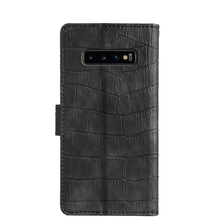 For Samsung Galaxy S10 Skin Feel Crocodile Texture Magnetic Clasp Horizontal Flip PU Leather Case with Holder & Card Slots & Wallet(Black) by buy2fix