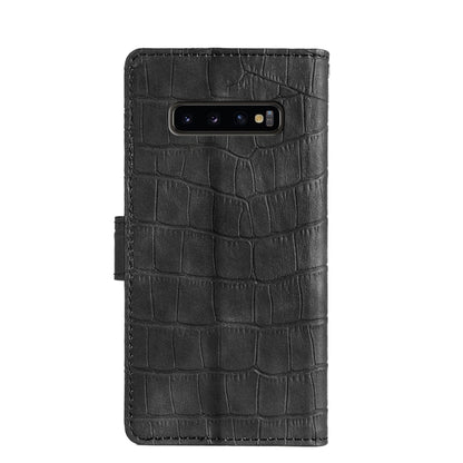 For Samsung Galaxy S10 Skin Feel Crocodile Texture Magnetic Clasp Horizontal Flip PU Leather Case with Holder & Card Slots & Wallet(Black) by buy2fix