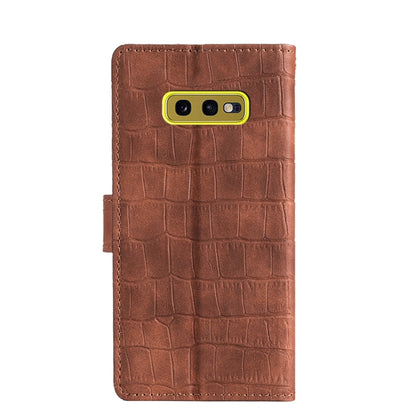 For Samsung Galaxy S10e Skin Feel Crocodile Texture Magnetic Clasp Horizontal Flip PU Leather Case with Holder & Card Slots & Wallet(Brown) by buy2fix