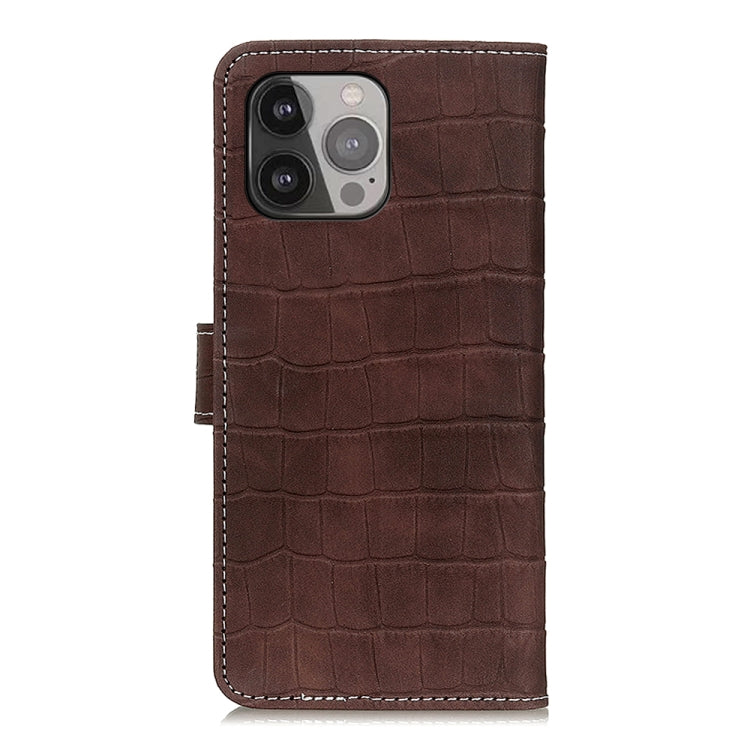 For iPhone 13 Pro Max Crocodile Texture Horizontal Flip Leather Case with Holder & Card Slots & Wallet (Brown) by buy2fix