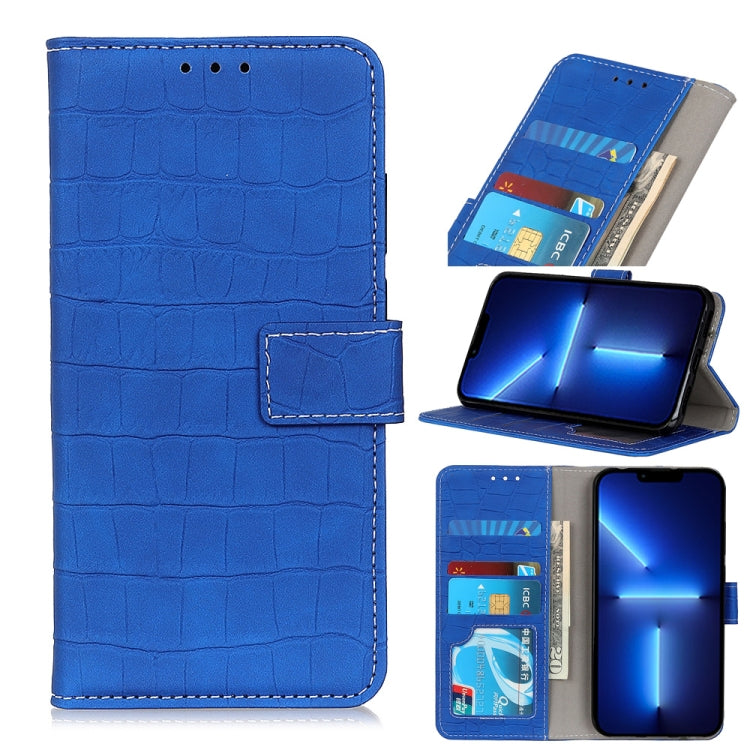 For iPhone 13 Pro Max Crocodile Texture Horizontal Flip Leather Case with Holder & Card Slots & Wallet (Blue) by buy2fix