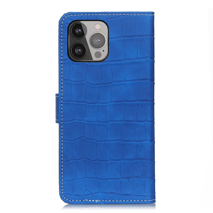 For iPhone 13 Pro Max Crocodile Texture Horizontal Flip Leather Case with Holder & Card Slots & Wallet (Blue) by buy2fix