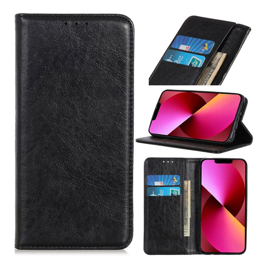 For iPhone 13 Magnetic Crazy Horse Texture Horizontal Flip Leather Case with Holder & Card Slots & Wallet(Black) - iPhone 13 Cases by buy2fix | Online Shopping UK | buy2fix