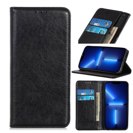 For iPhone 13 Pro Magnetic Crazy Horse Texture Horizontal Flip Leather Case with Holder & Card Slots & Wallet (Black) - iPhone 13 Pro Cases by buy2fix | Online Shopping UK | buy2fix