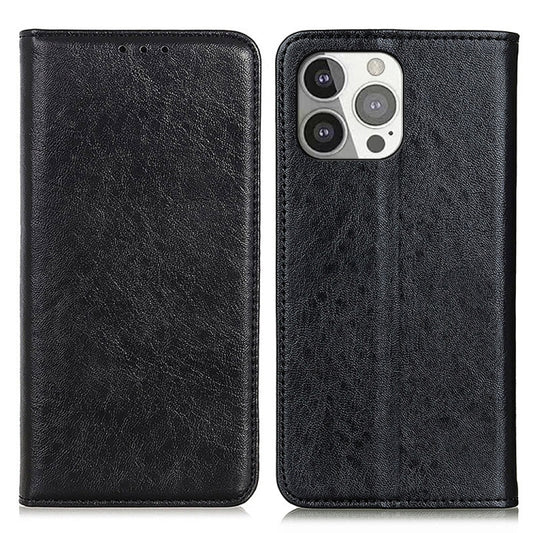 For iPhone 13 Pro Magnetic Crazy Horse Texture Horizontal Flip Leather Case with Holder & Card Slots & Wallet (Black) - iPhone 13 Pro Cases by buy2fix | Online Shopping UK | buy2fix