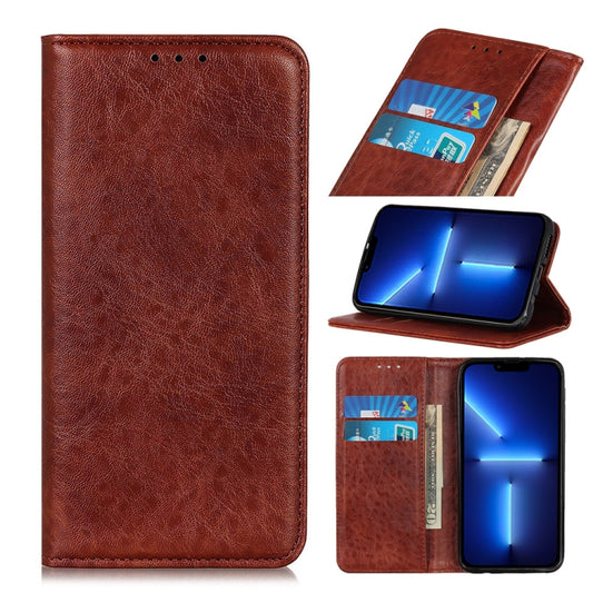 For iPhone 13 Pro Magnetic Crazy Horse Texture Horizontal Flip Leather Case with Holder & Card Slots & Wallet (Brown) - iPhone 13 Pro Cases by buy2fix | Online Shopping UK | buy2fix