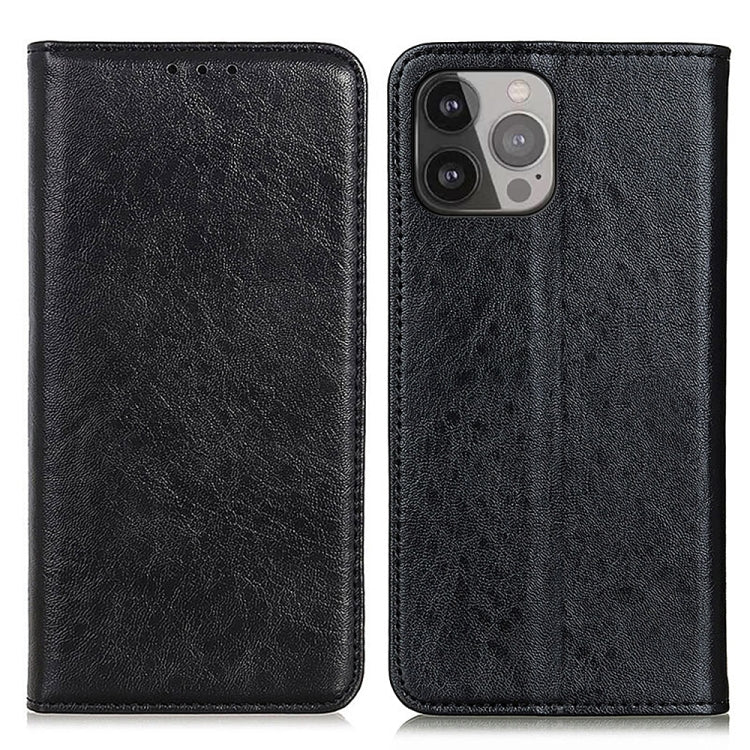 For iPhone 13 Pro Max Magnetic Crazy Horse Texture Horizontal Flip Leather Case with Holder & Card Slots & Wallet (Black) by buy2fix