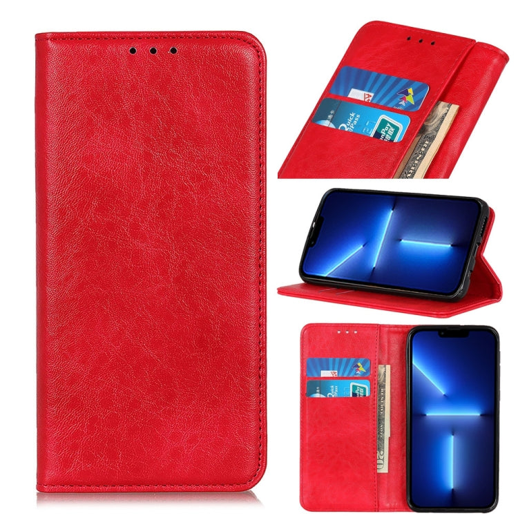 For iPhone 13 Pro Max Magnetic Crazy Horse Texture Horizontal Flip Leather Case with Holder & Card Slots & Wallet (Red) by buy2fix