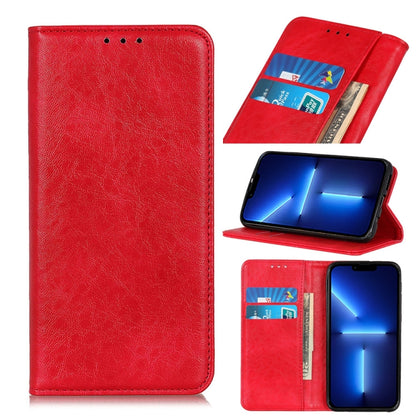 For iPhone 13 Pro Max Magnetic Crazy Horse Texture Horizontal Flip Leather Case with Holder & Card Slots & Wallet (Red) by buy2fix