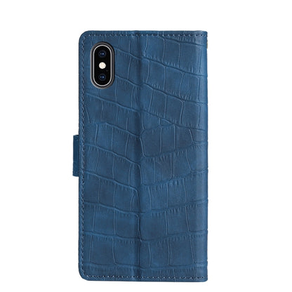 For iPhone X / XS Skin Feel Crocodile Texture Magnetic Clasp Horizontal Flip PU Leather Case with Holder & Card Slots & Wallet(Blue) - More iPhone Cases by buy2fix | Online Shopping UK | buy2fix