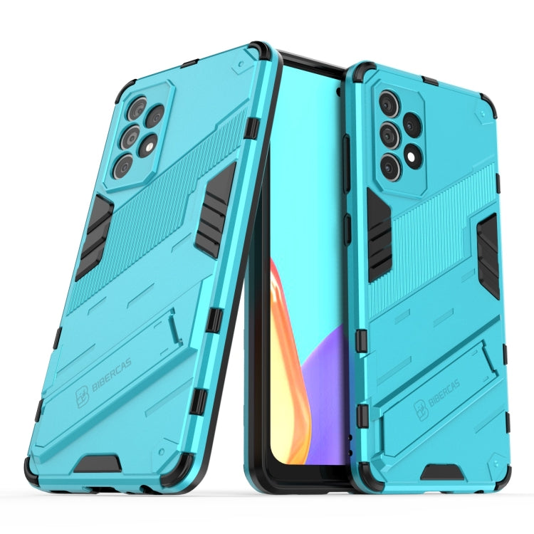 For Samsung Galaxy A52 5G Punk Armor 2 in 1 PC + TPU Shockproof Case with Invisible Holder(Blue) by buy2fix