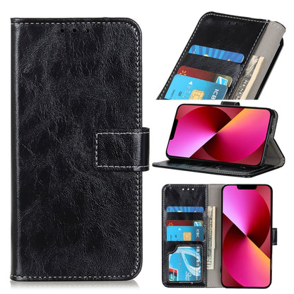 For iPhone 13 Retro Crazy Horse Texture Horizontal Flip Leather Case with Holder & Card Slots & Photo Frame & Wallet(Black) - iPhone 13 Cases by buy2fix | Online Shopping UK | buy2fix